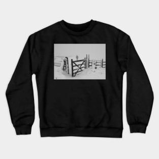 snow coverd landscape and a passing walker Crewneck Sweatshirt